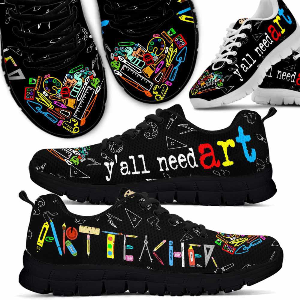 Teacher Sneaker, Art Teacher Tools Heart Sneaker Shoes, Fun Teacher Shoes