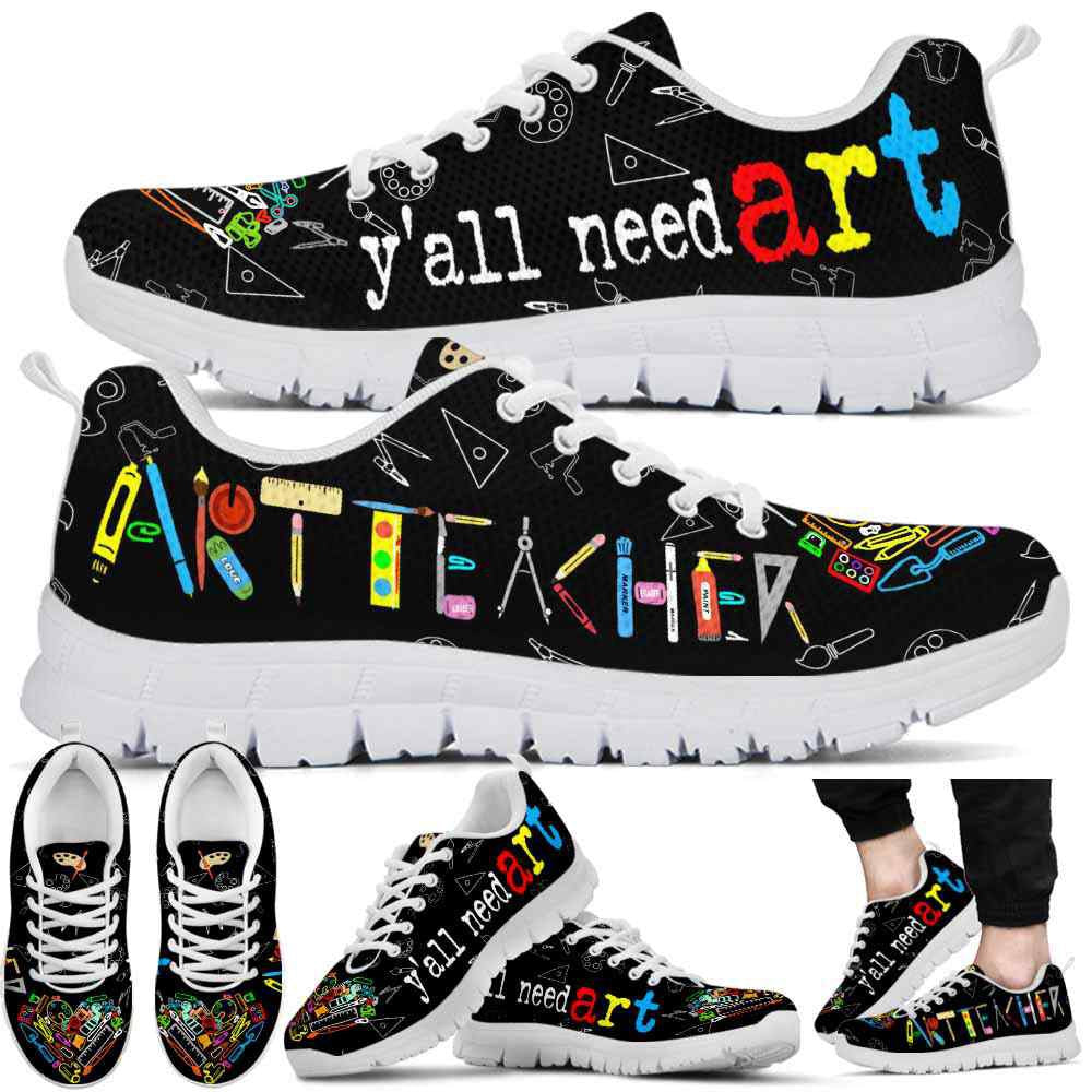 Teacher Sneaker, Art Teacher Tools Heart Sneaker Shoes, Fun Teacher Shoes