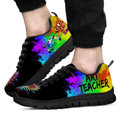 Teacher Sneaker, Art Teacher Watercolor Cloud Pencil Heart Sneaker Shoes, Fun Teacher Shoes