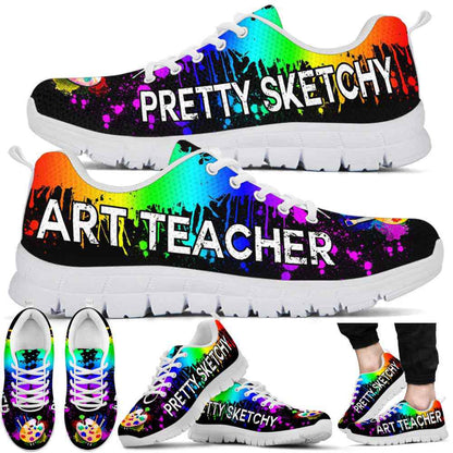 Teacher Sneaker, Art Teacher Watercolor Drip Pretty Sketchy Sneaker Shoes, Fun Teacher Shoes