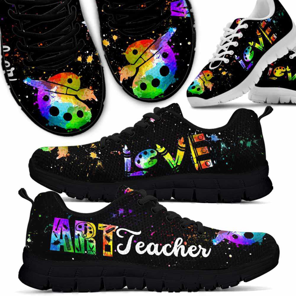 Teacher Sneaker, Art Teacher Watercolor Love Art Sneaker Shoes, Fun Teacher Shoes