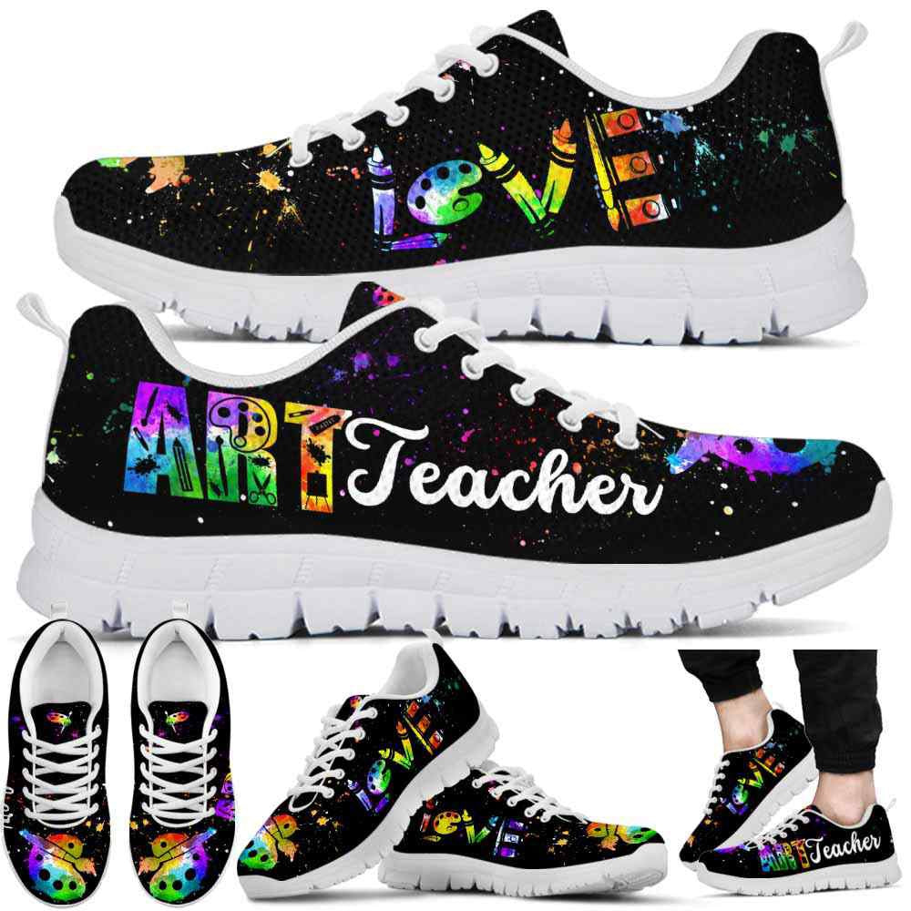 Teacher Sneaker, Art Teacher Watercolor Love Art Sneaker Shoes, Fun Teacher Shoes