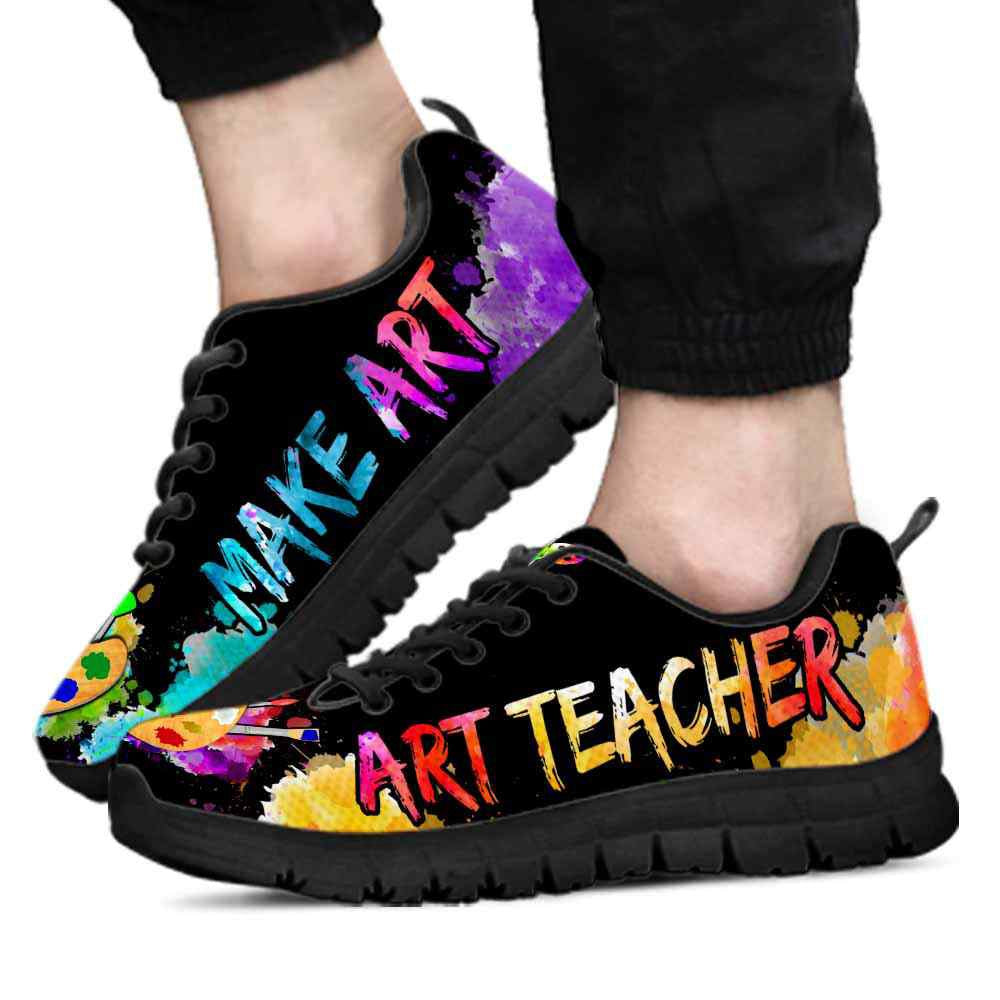 Teacher Sneaker, Art Teacher Watercolor Make Art Sneaker Shoes, Fun Teacher Shoes