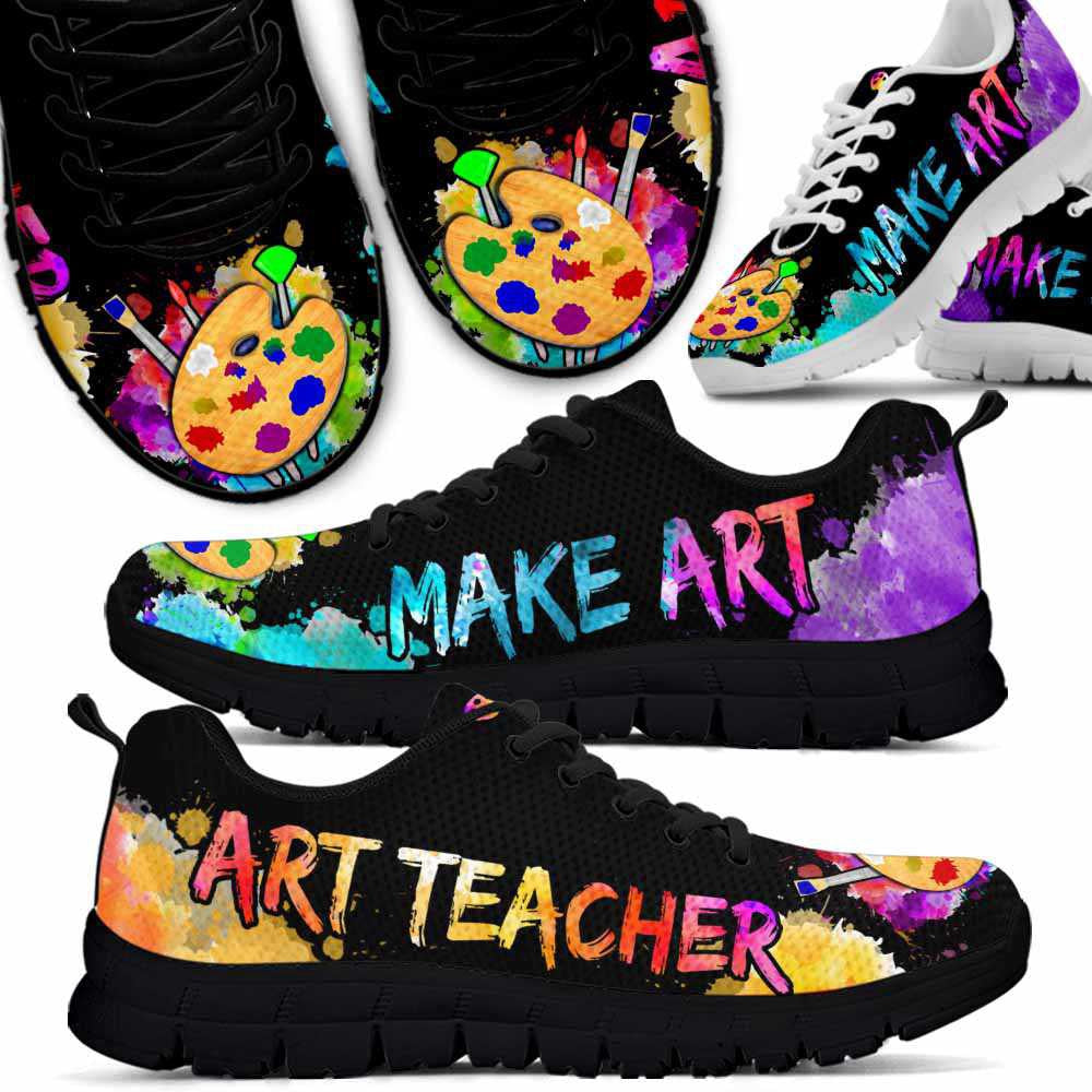 Teacher Sneaker, Art Teacher Watercolor Make Art Sneaker Shoes, Fun Teacher Shoes