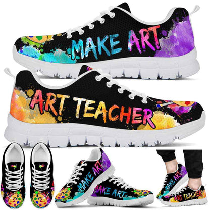 Teacher Sneaker, Art Teacher Watercolor Make Art Sneaker Shoes, Fun Teacher Shoes
