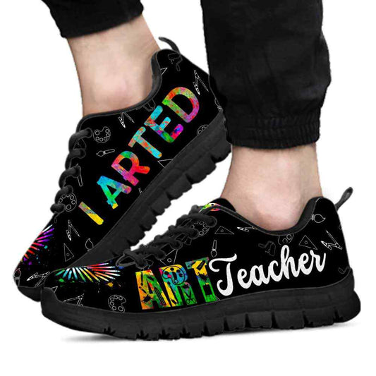 Teacher Sneaker, Art Teacher Watercolor Pencil Heart I Arted Sneaker Shoes, Fun Teacher Shoes