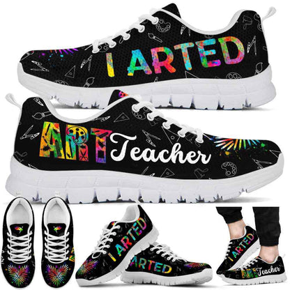 Teacher Sneaker, Art Teacher Watercolor Pencil Heart I Arted Sneaker Shoes, Fun Teacher Shoes