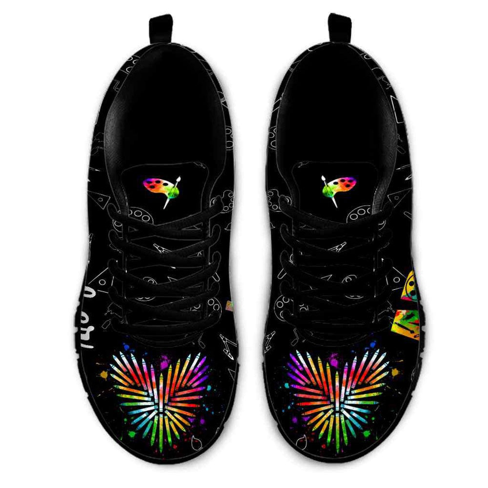 Teacher Sneaker, Art Teacher Watercolor Pencil Heart I Arted Sneaker Shoes, Fun Teacher Shoes