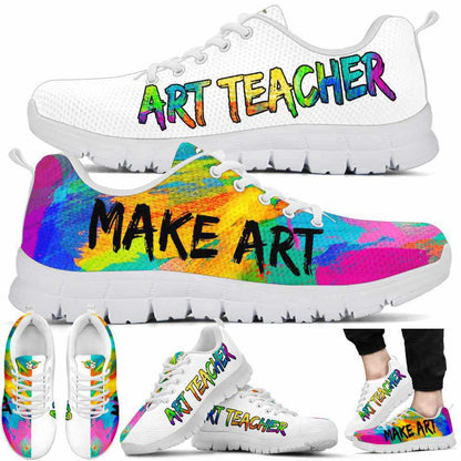 Teacher Sneaker, Art Teacher Watercolor White Make Art Sneaker Shoes, Fun Teacher Shoes