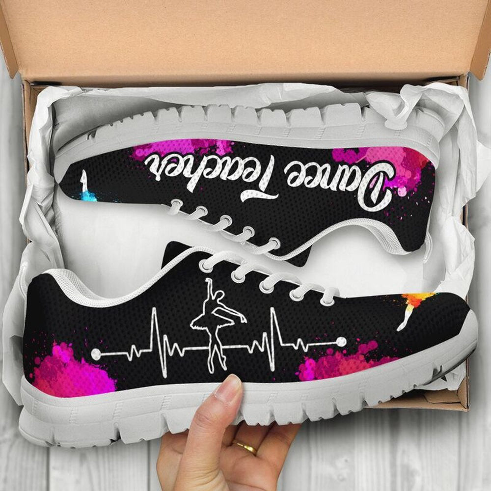 Teacher Sneaker, Dance Teacher Art Pink Black Sneakers, Fun Teacher Shoes