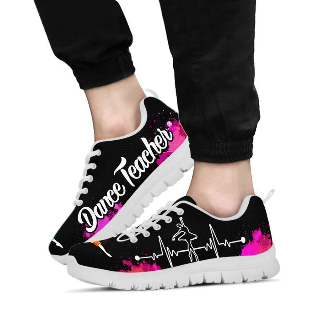 Teacher Sneaker, Dance Teacher Art Pink Black Sneakers, Fun Teacher Shoes