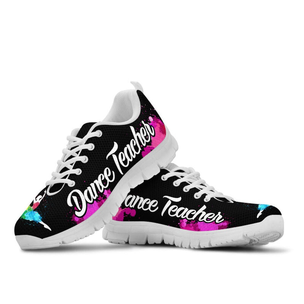 Teacher Sneaker, Dance Teacher Art Pink Black Sneakers, Fun Teacher Shoes