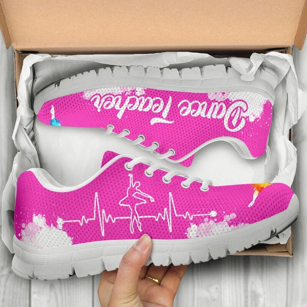 Teacher Sneaker, Dance Teacher Art Pink White Sneakers, Fun Teacher Shoes