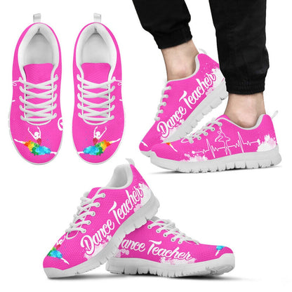 Teacher Sneaker, Dance Teacher Art Pink White Sneakers, Fun Teacher Shoes