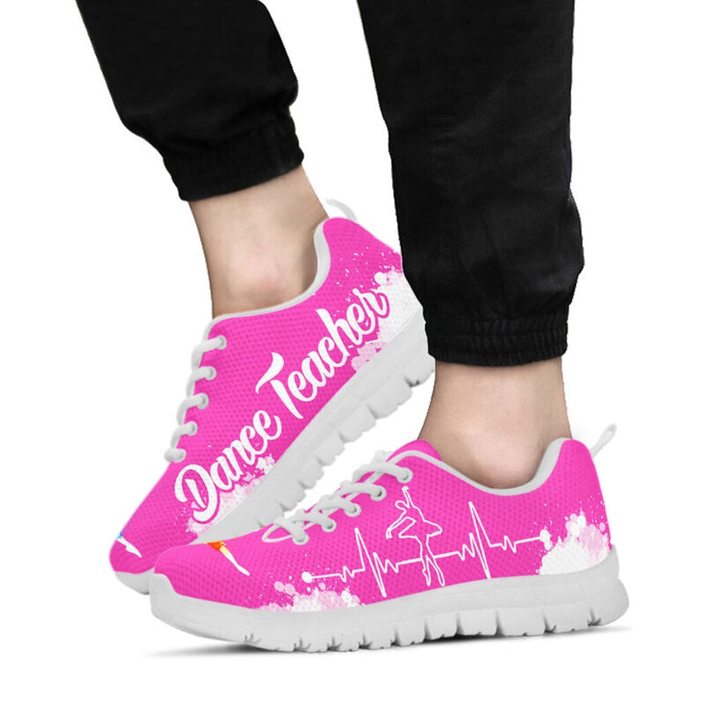 Teacher Sneaker, Dance Teacher Art Pink White Sneakers, Fun Teacher Shoes