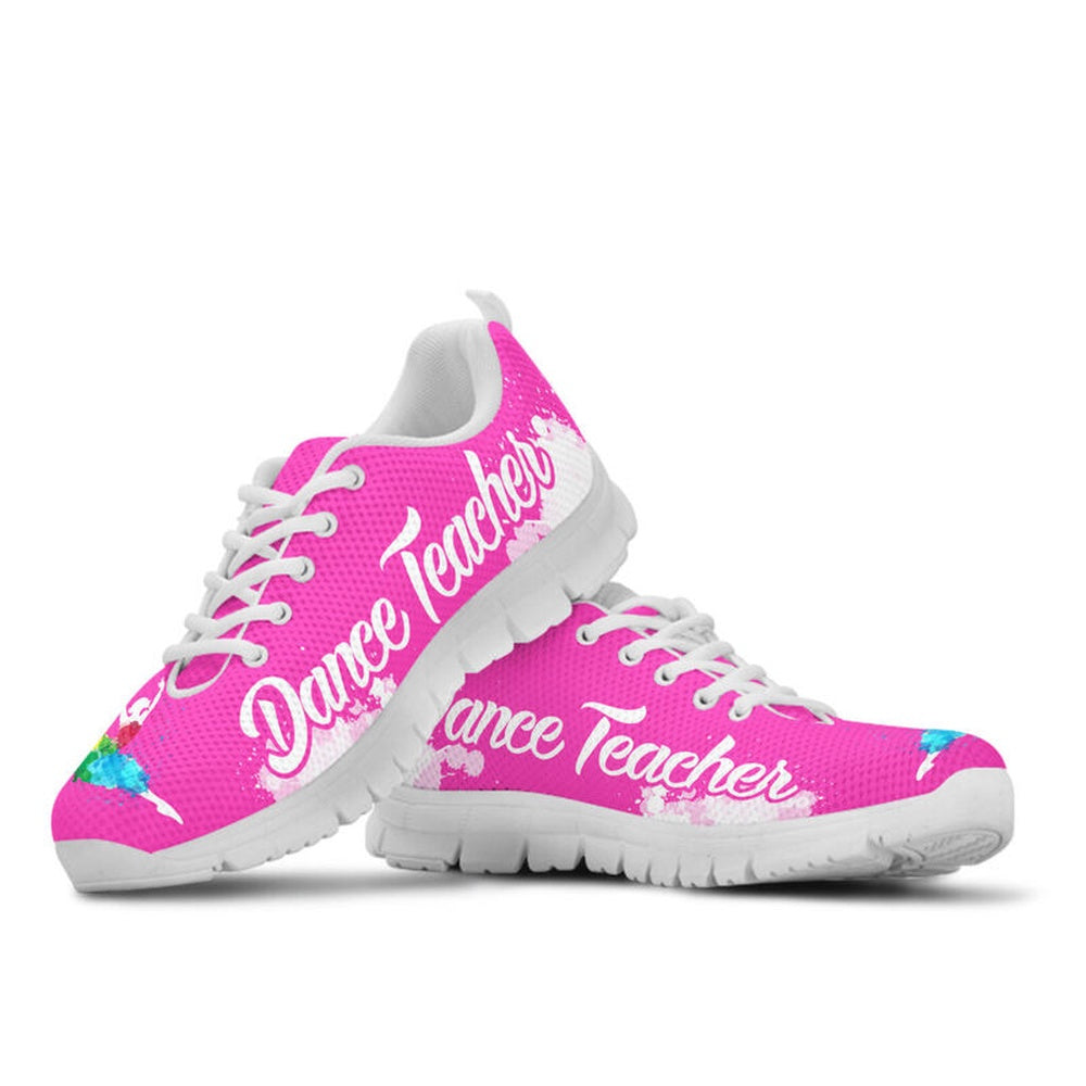 Teacher Sneaker, Dance Teacher Art Pink White Sneakers, Fun Teacher Shoes