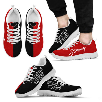 Teacher Sneaker, Education Support Strong Red Black Sneakers, Fun Teacher Shoes