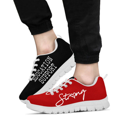 Teacher Sneaker, Education Support Strong Red Black Sneakers, Fun Teacher Shoes