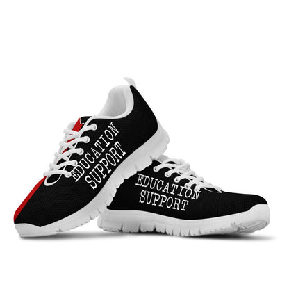 Teacher Sneaker, Education Support Strong Red Black Sneakers, Fun Teacher Shoes