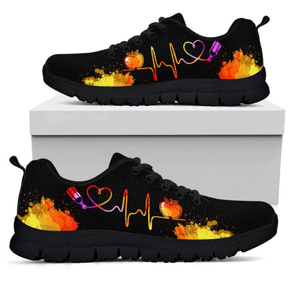Teacher Sneaker, Educator Art Heartbeat Sneakers, Fun Teacher Shoes