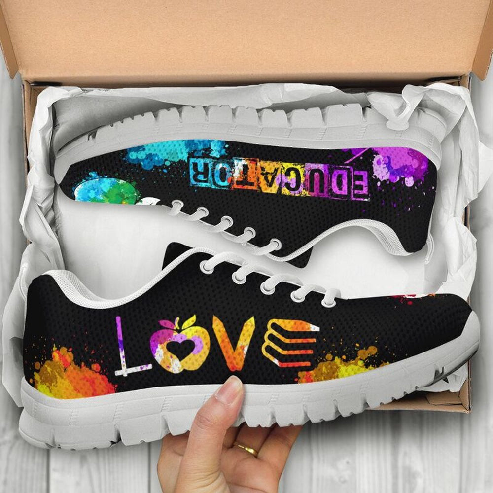 Teacher Sneaker, Educator Love Art Sneakers, Fun Teacher Shoes
