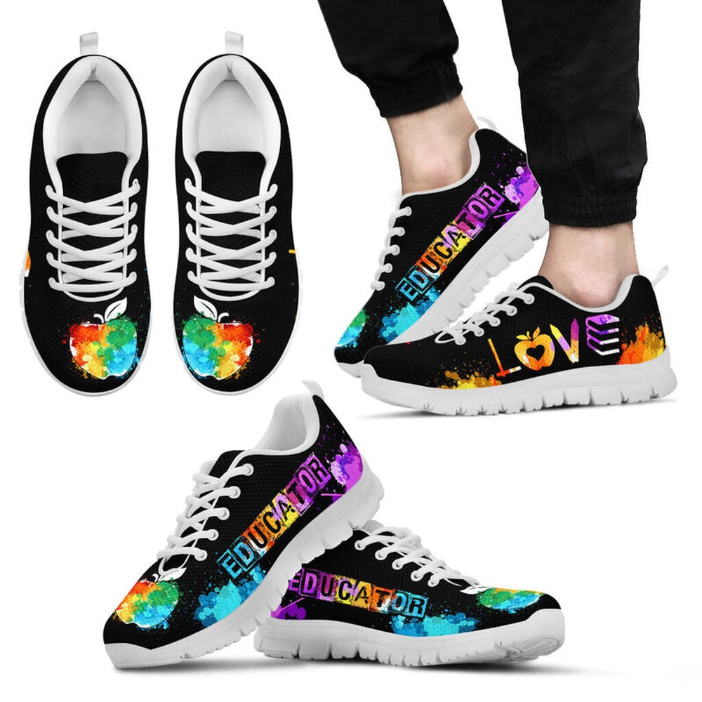 Teacher Sneaker, Educator Love Art Sneakers, Fun Teacher Shoes