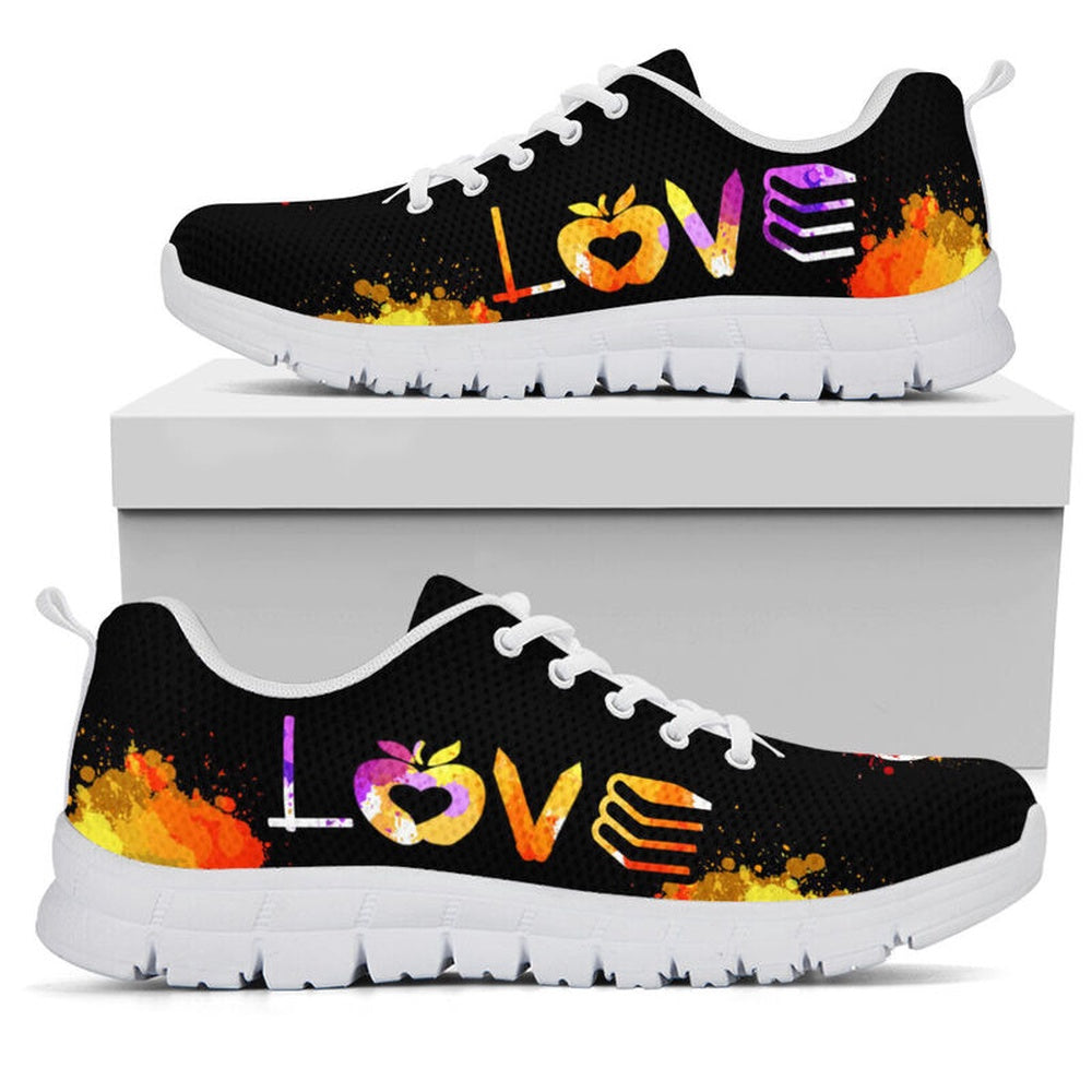 Teacher Sneaker, Educator Love Art Sneakers, Fun Teacher Shoes