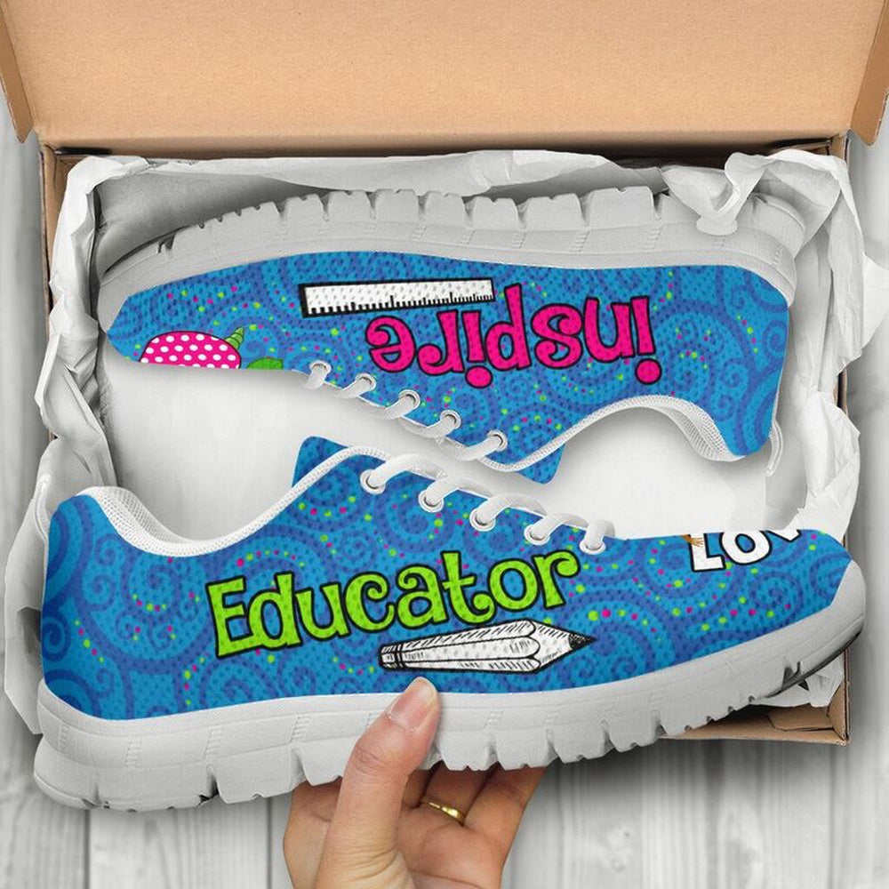 Teacher Sneaker, Educator Love Inspire Sneakers, Fun Teacher Shoes