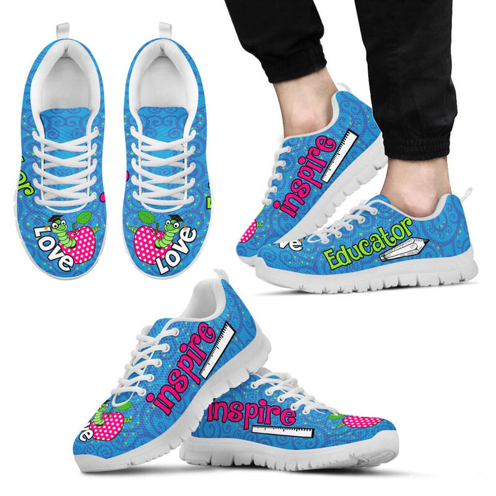 Teacher Sneaker, Educator Love Inspire Sneakers, Fun Teacher Shoes