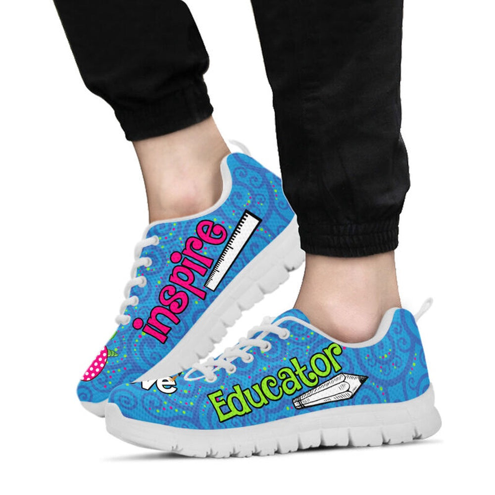 Teacher Sneaker, Educator Love Inspire Sneakers, Fun Teacher Shoes