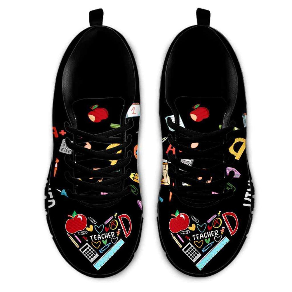 Teacher Sneaker, Kindergarten Teacher Colorful Tools Love Sneakers Shoes, Fun Teacher Shoes