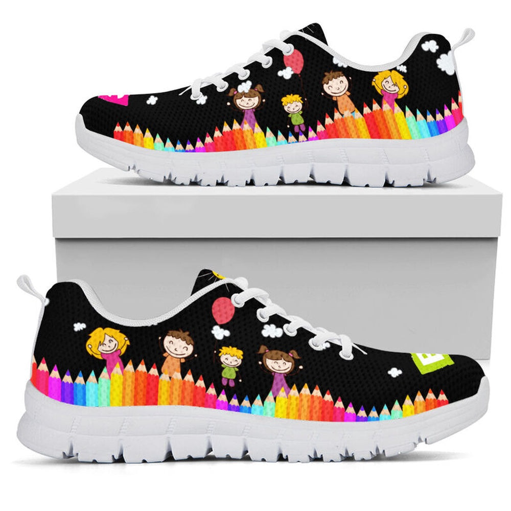 Teacher Sneaker, Kindy Teacher Abc Black Sneakers, Fun Teacher Shoes