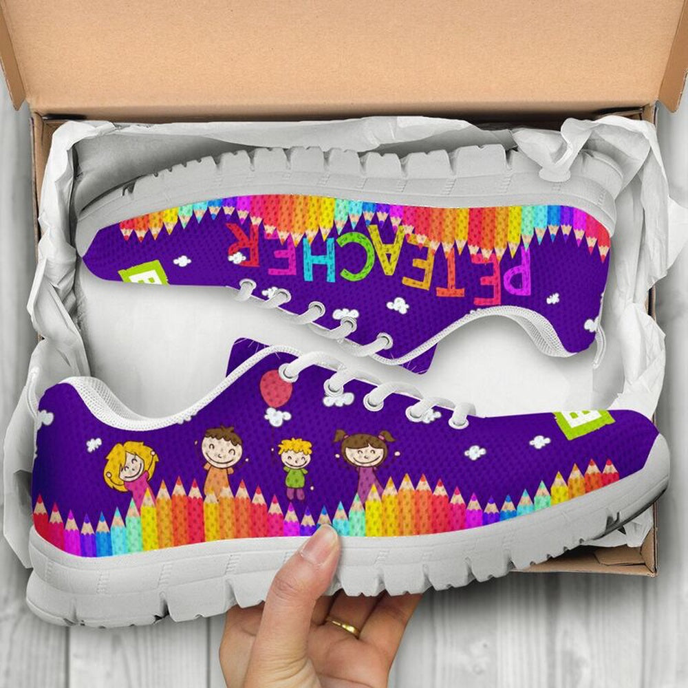 Teacher Sneaker, Pe Teacher Abc Purple Sneakers, Fun Teacher Shoes