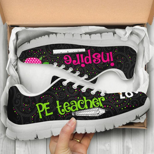 Teacher Sneaker, Pe Teacher Love Inspire Black Sneakers, Fun Teacher Shoes