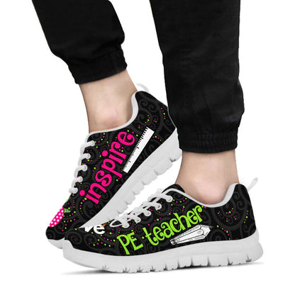 Teacher Sneaker, Pe Teacher Love Inspire Black Sneakers, Fun Teacher Shoes