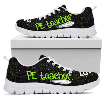Teacher Sneaker, Pe Teacher Love Inspire Black Sneakers, Fun Teacher Shoes