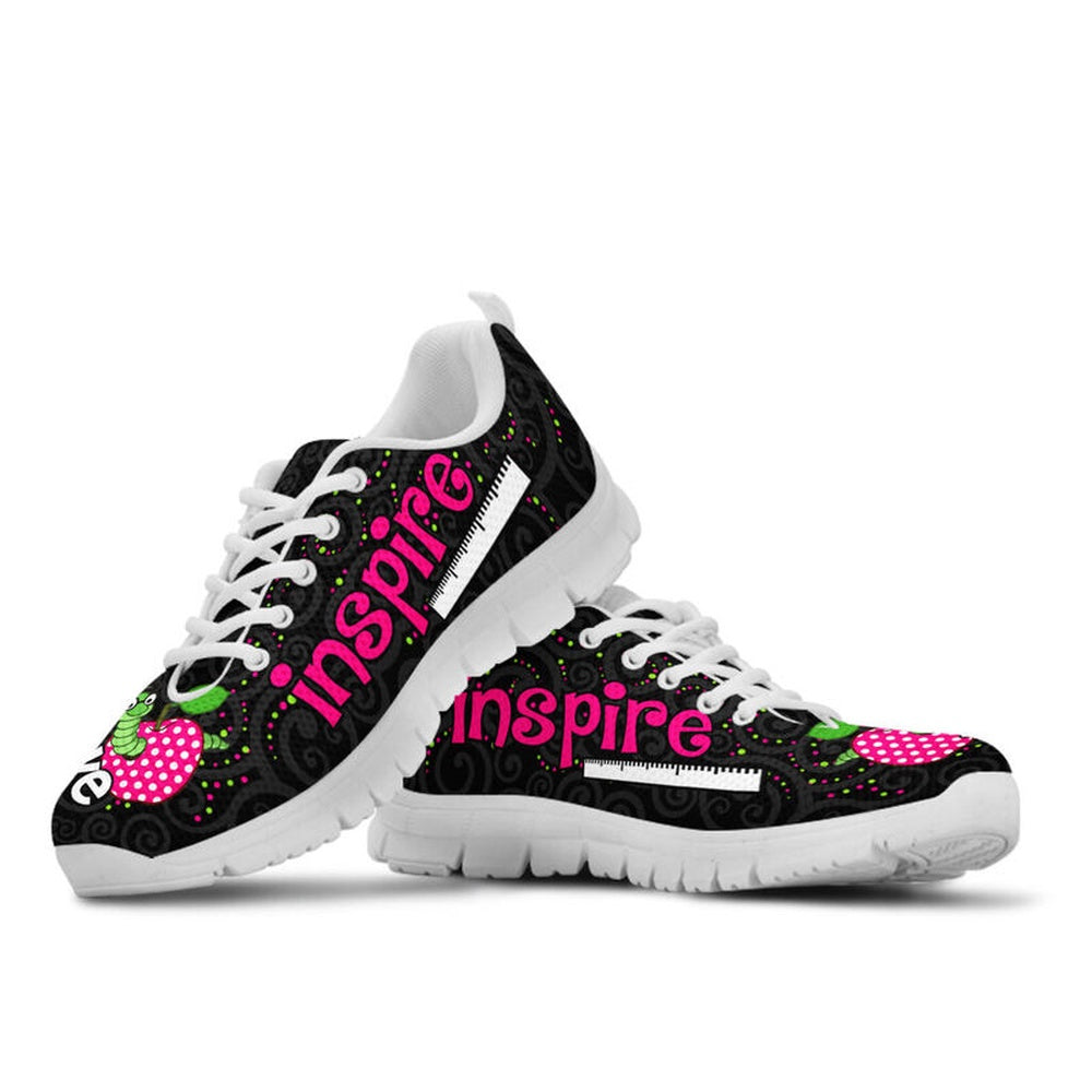 Teacher Sneaker, Pe Teacher Love Inspire Black Sneakers, Fun Teacher Shoes