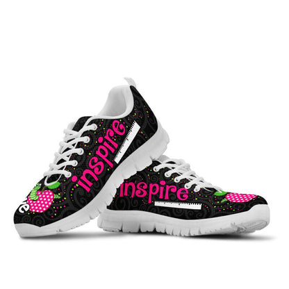 Teacher Sneaker, Pe Teacher Love Inspire Black Sneakers, Fun Teacher Shoes
