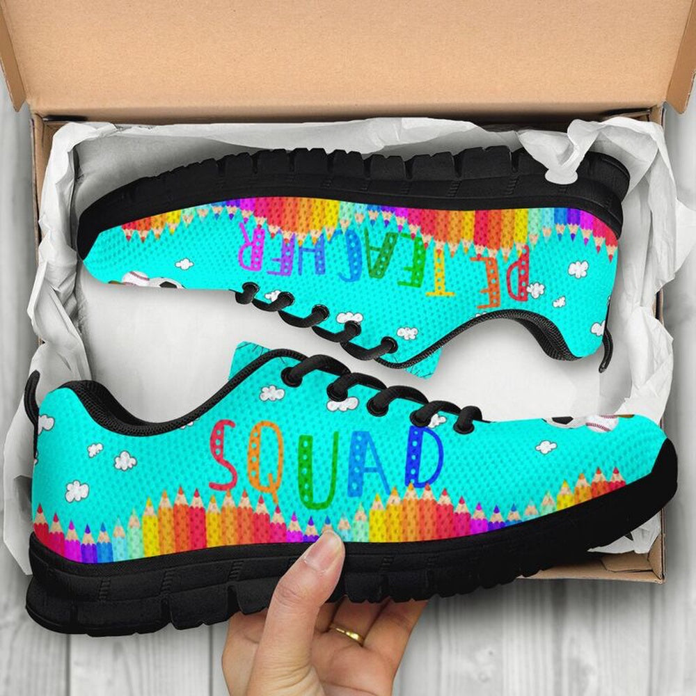 Teacher Sneaker, Pe Teacher Squad Abc Bright Colors Sneakers, Men Shoes, Fun Teacher Shoes