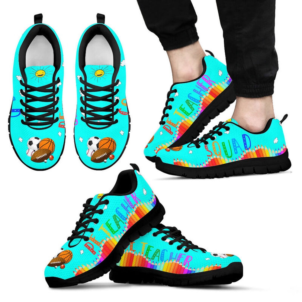 Teacher Sneaker, Pe Teacher Squad Abc Bright Colors Sneakers, Men Shoes, Fun Teacher Shoes