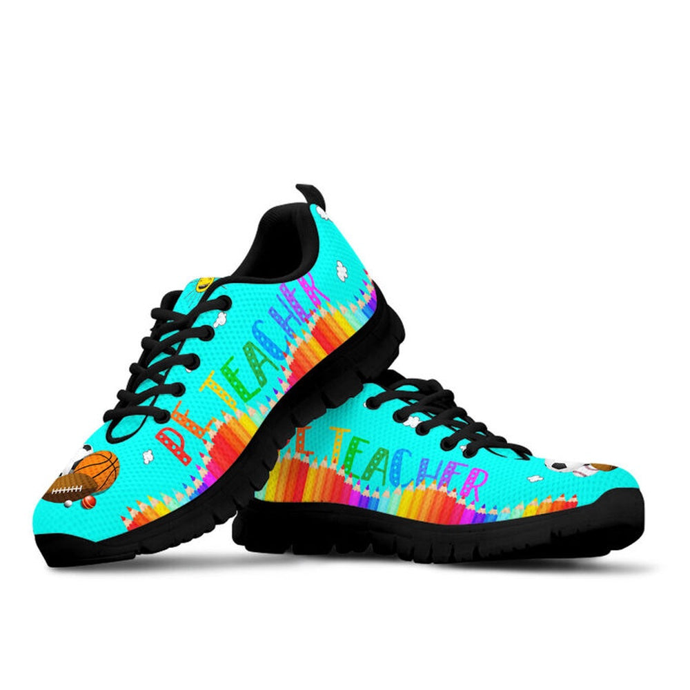 Teacher Sneaker, Pe Teacher Squad Abc Bright Colors Sneakers, Men Shoes, Fun Teacher Shoes