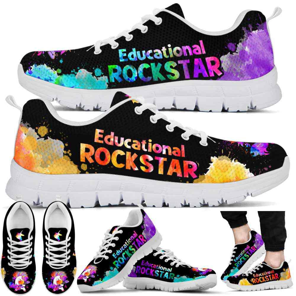 Teacher Sneaker, Principal Educational Rock Star Sneakers Shoes, Fun Teacher Shoes