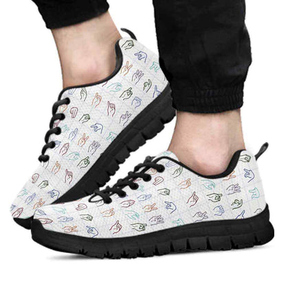 Teacher Sneaker, Sign Language Alphabet Pattern Sneakers Shoes, Fun Teacher Shoes