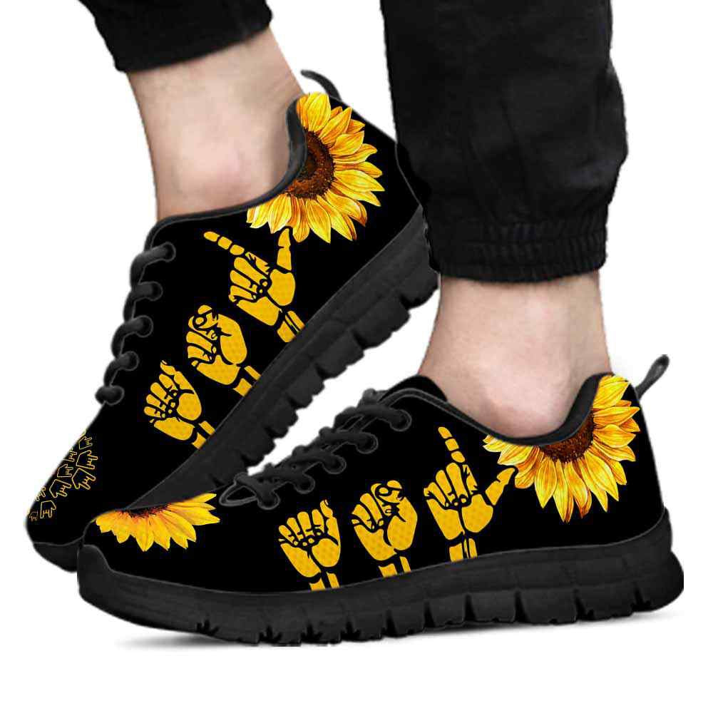 Teacher Sneaker, Sign Language Sunflower Hands Sneakers Shoes, Fun Teacher Shoes