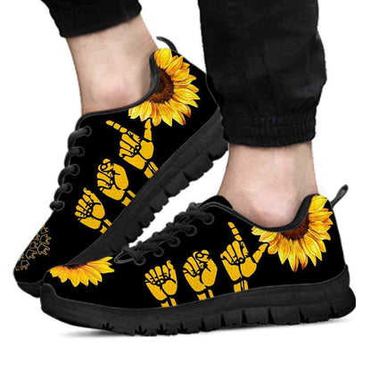 Teacher Sneaker, Sign Language Sunflower Hands Sneakers Shoes, Fun Teacher Shoes