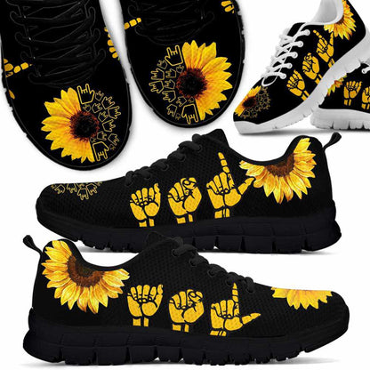 Teacher Sneaker, Sign Language Sunflower Hands Sneakers Shoes, Fun Teacher Shoes