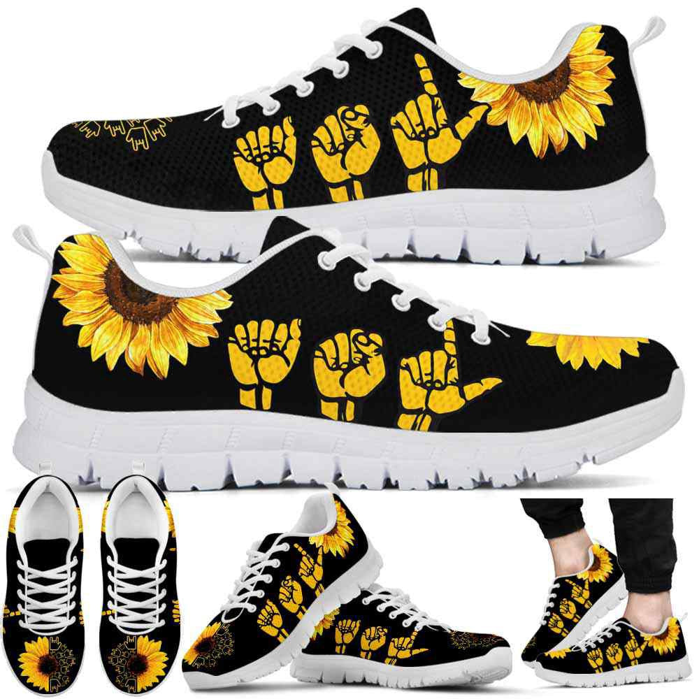 Teacher Sneaker, Sign Language Sunflower Hands Sneakers Shoes, Fun Teacher Shoes