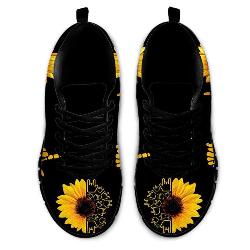 Teacher Sneaker, Sign Language Sunflower Hands Sneakers Shoes, Fun Teacher Shoes