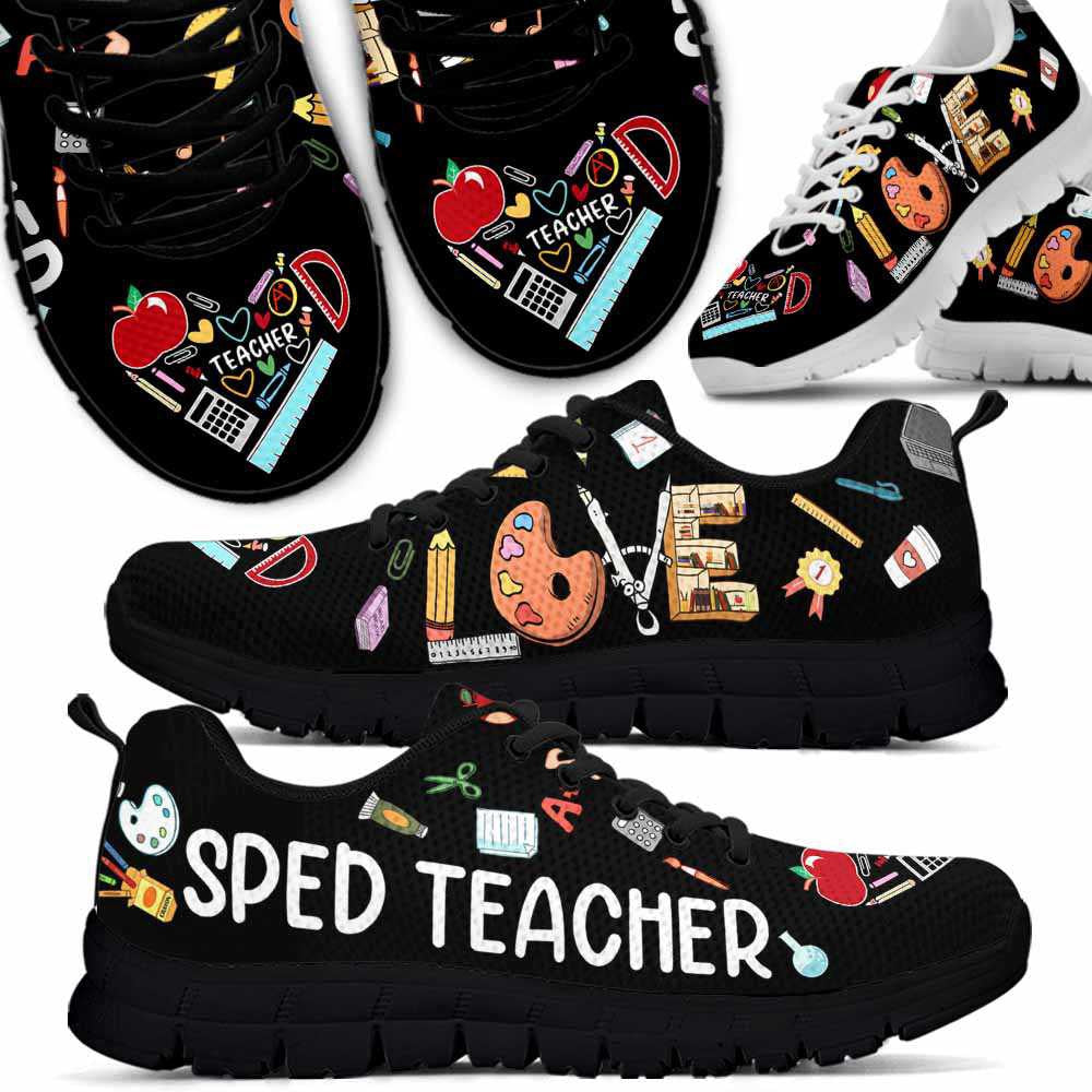 Teacher Sneaker, Sped Teacher Colorful Tools Love Sneakers Shoes, Fun Teacher Shoes