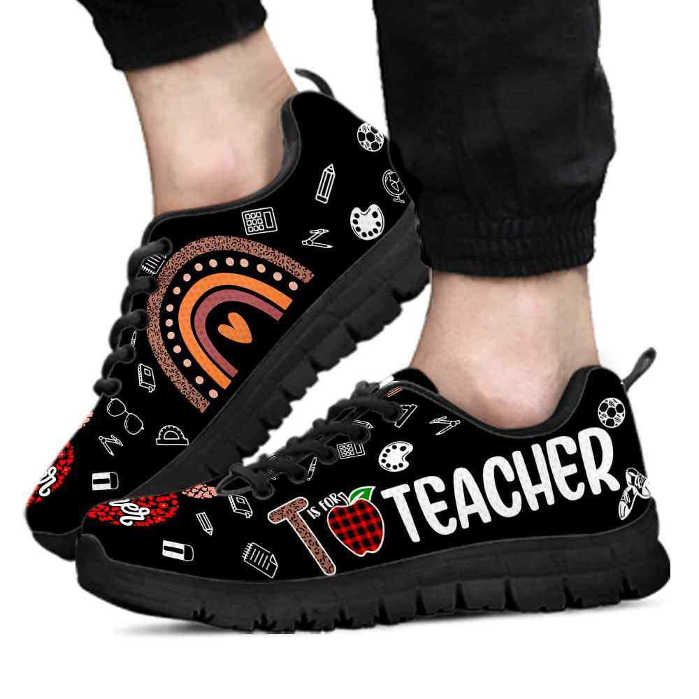 Teacher Sneaker, Teacher Leopard Rainbow Apple Sneakers Shoes, Fun Teacher Shoes